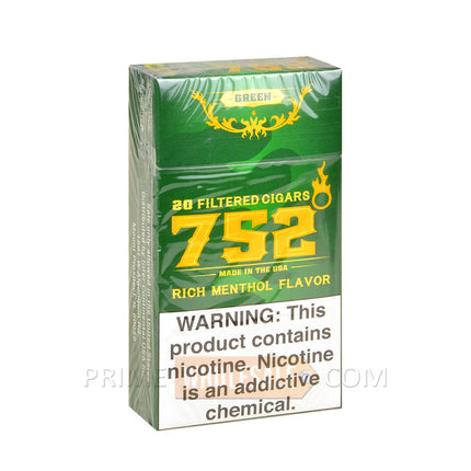 752 Green Filtered Cigars 10 Packs of 20