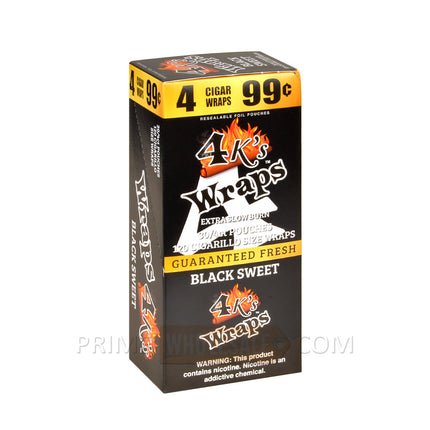 4 Kings Black Sweet Wraps 99c Pre-Priced 30 Pouches of 4