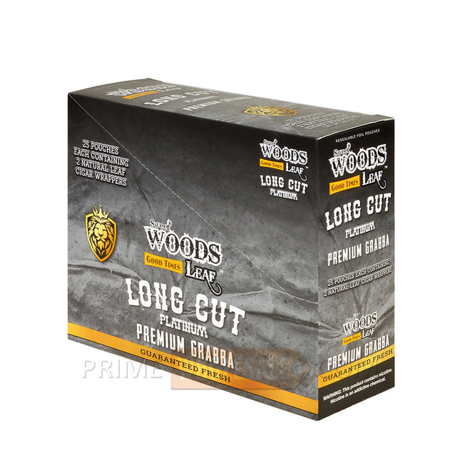 Good Times Sweet Woods Leaf Long Cut Premium Grabba Cigar Wraps Platinum 25 Pouches of 2