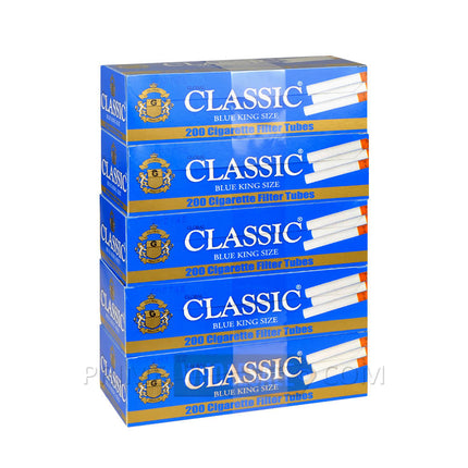 Classic Filter Tubes King Size Blue (Light) 5 Cartons of 200
