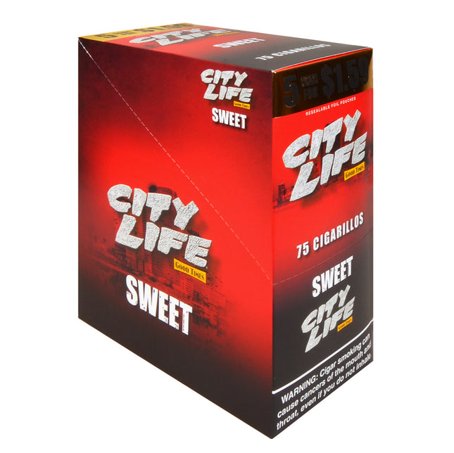 City Life Cigarillos 1.59 Pre-Priced 15 Packs of 5 Cigars Sweet