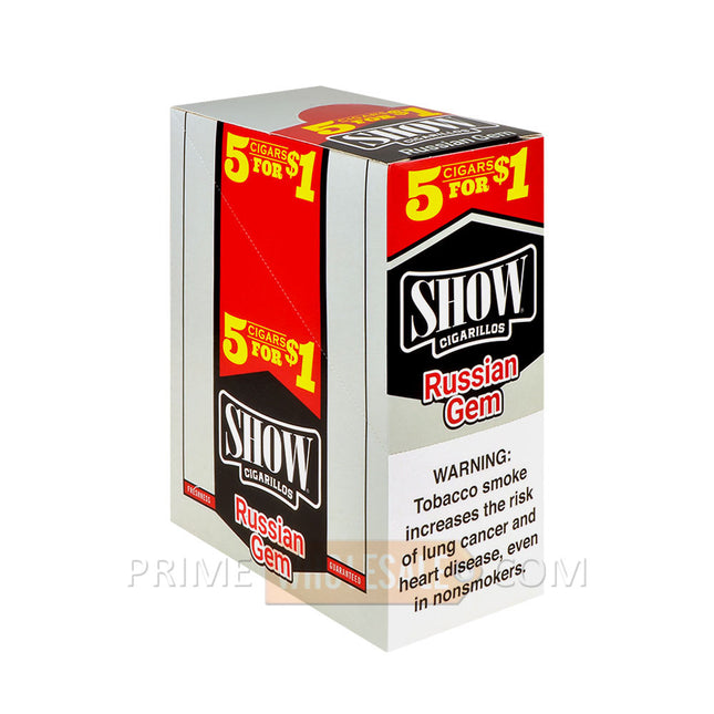 Show Cigarillos Russian Gem Pre Priced 15 Packs of 5