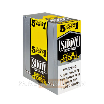 Show Cigarillos Black Natural Pre Priced 15 Packs of 5