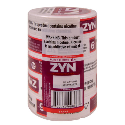 ZYN Nicotine Pouches 6mg 5 Cans of 15 Black Cherry