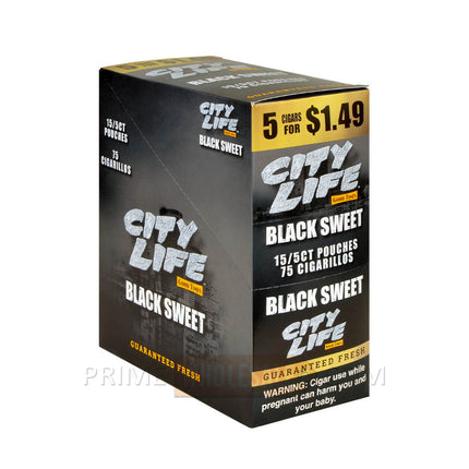 City Life Cigarillos 1.49 Pre-Priced 15 Packs of 5 Cigars Black Sweet