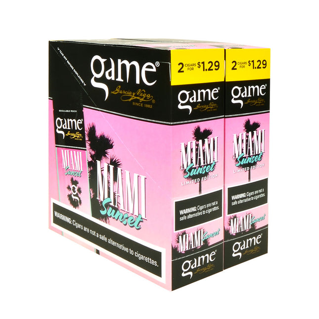 Game Cigarillos Foil Miami Sunset 2 for 1.29 Pre-Priced 30 Packs of 2