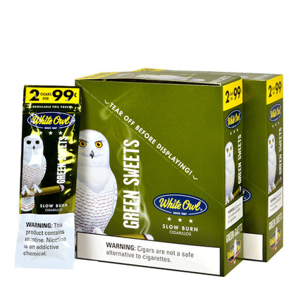 White Owl Cigarillos 99 Cent Pre Priced 30 Packs of 2 Cigars Green Sweets