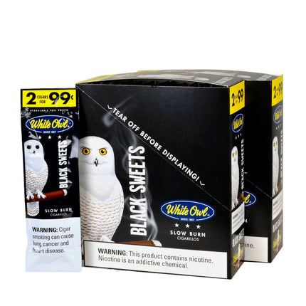 White Owl Cigarillos 99 Cent Pre Priced 30 Packs of 2 Cigars Black