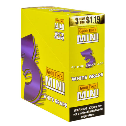 Good Times Mini Cigarillos 15 Packs of 3 Pre-Priced $1.19 White Grape