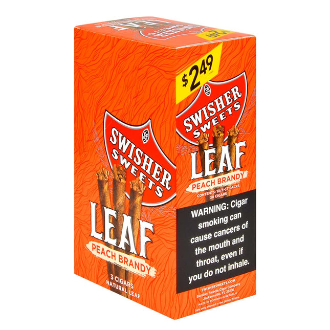 Swisher Sweets Leaf Peach Brandy Cigars 3 for 2.49 Pre-Priced 10 Packs of 3