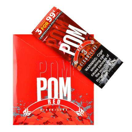 Pom Pom Cigarillos 99 Cent Pre Priced 15 Packs of 3 Cigars Sweet(Red)