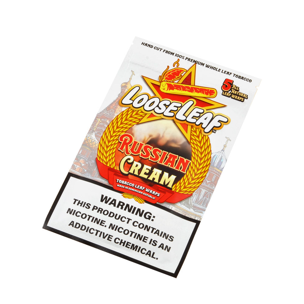 russian cream disposable vape Loose Leaf Russian Cream wraps, 8 packs of 5