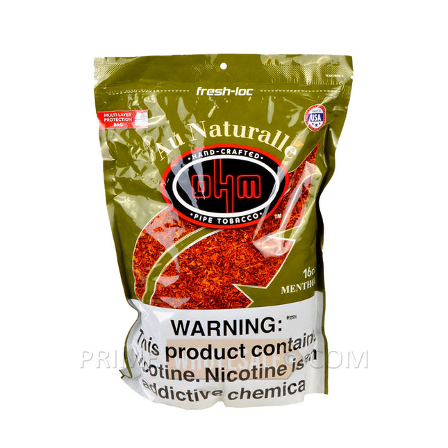 OHM Au Naturalle Menthol Pipe Tobacco 16 oz. Pack