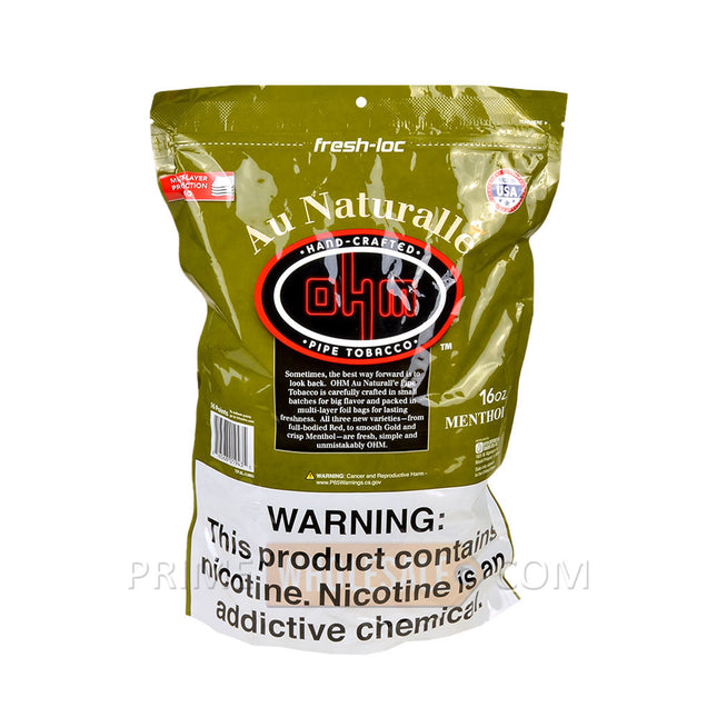 OHM Au Naturalle Menthol Pipe Tobacco 16 oz. Pack