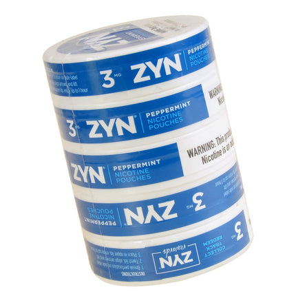 ZYN Nicotine Pouches 3mg 5 Cans of 15 Peppermint