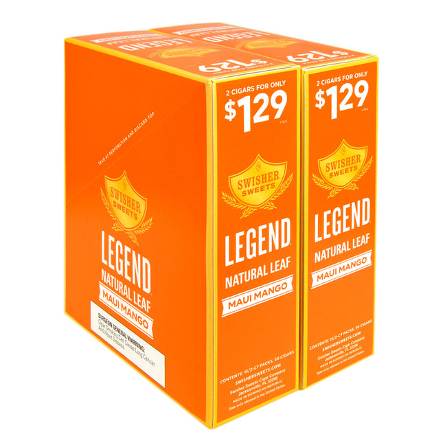 Swisher Sweets Legend Maui Mango 1.29 Pre-Priced Cigarillos 30 Packs of 3