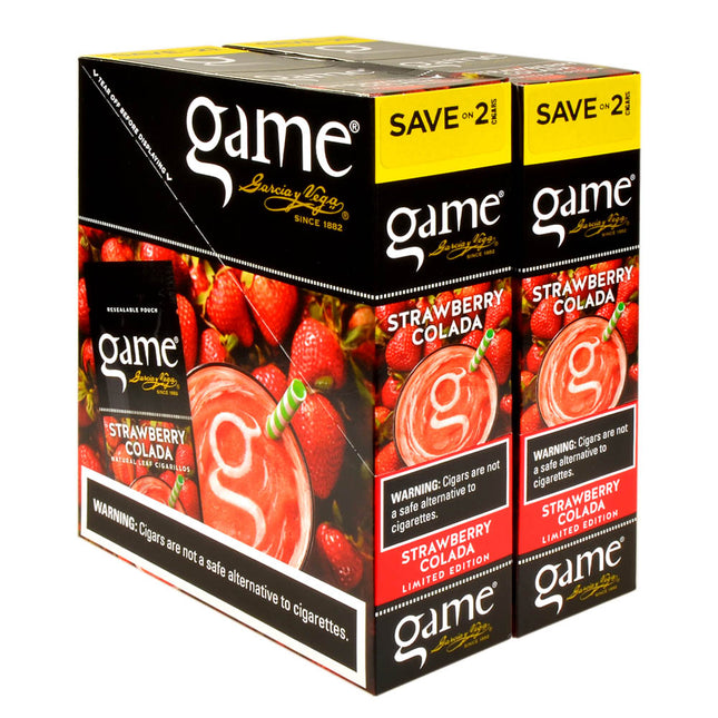 Game Cigarillos Foil 30 Packs of 2 Cigars Strawberry Colada