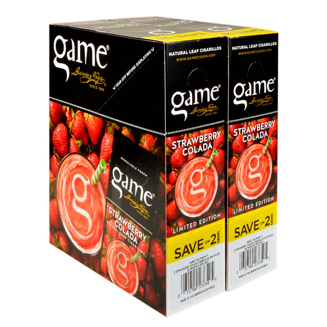 Game Cigarillos Foil 30 Packs of 2 Cigars Strawberry Colada