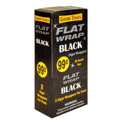 Good Times Flat Wraps 99c Pre-Priced 25 Packs of 2 Black