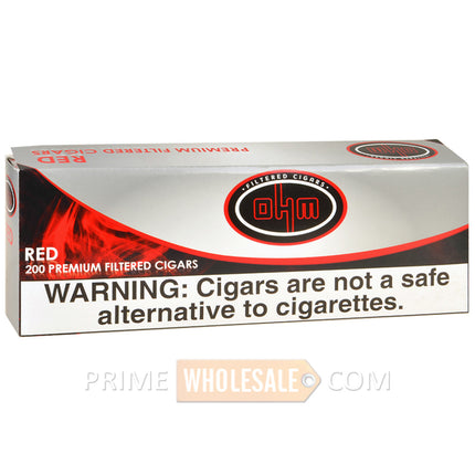 OHM Red (Full Flavor) Filtered Cigars 10 Packs of 20