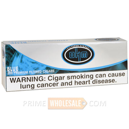 OHM Blue (Mild) Filtered Cigars 10 Packs of 20