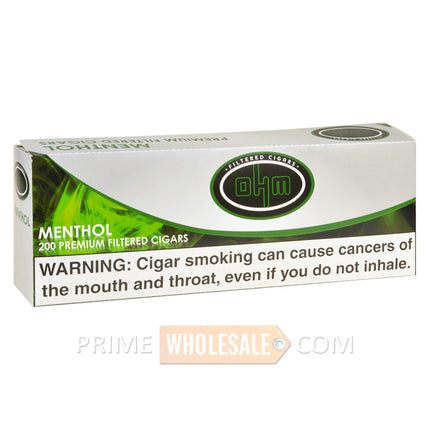 OHM Menthol Filtered Cigars 10 Packs of 20