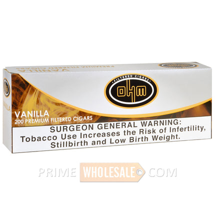 OHM Vanilla Filtered Cigars 10 Packs of 20