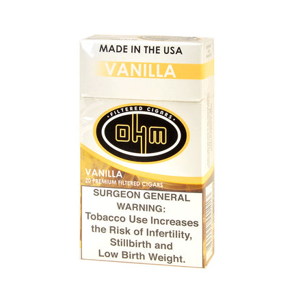 OHM Vanilla Filtered Cigars 10 Packs of 20