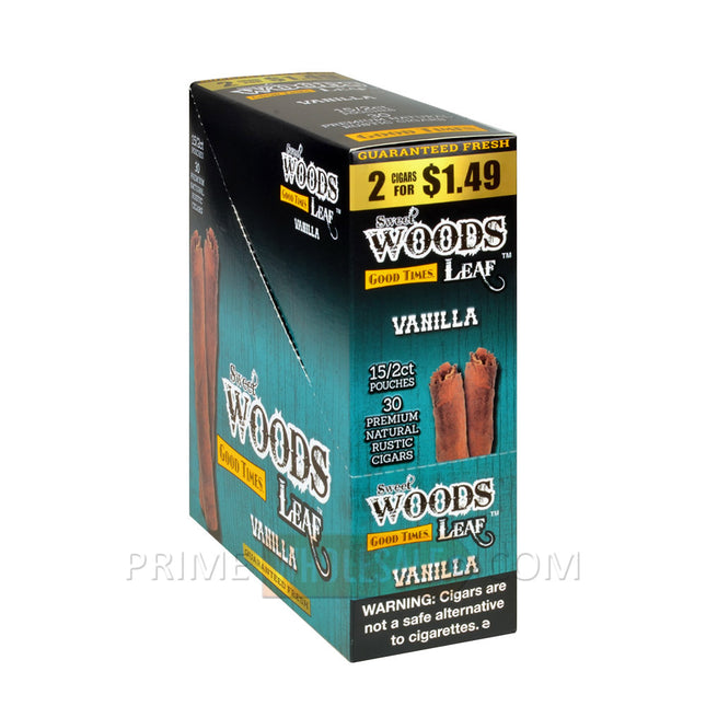 Good Times Sweet Woods Leaf Cigars Vanilla 2 for 1.29 Pre-Priced 15 Packs of 2