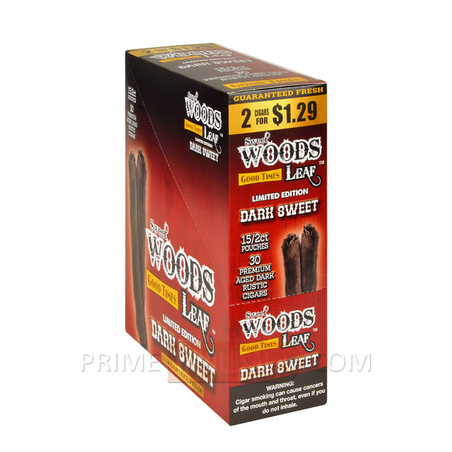 Good Times Sweet Woods Leaf Cigars Dark Sweet 2 for 1.29 Pre-Priced 15 Packs of 2