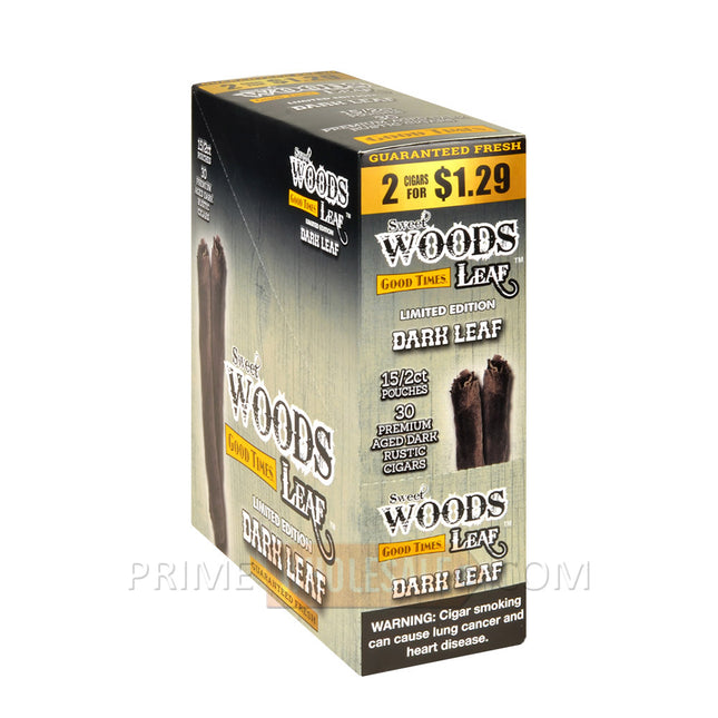 Good Times Sweet Woods Leaf Cigars Dark Leaf 2 for 1.29 Pre-Priced 15 Packs of 2