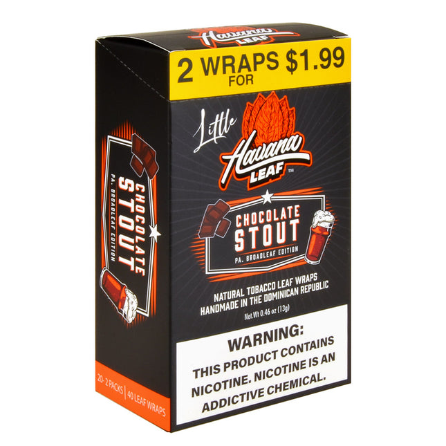 Havana Leaf Little Tobacco Wraps Chocolate Stout $1.99 Pre-Priced 20 Packs of 2
