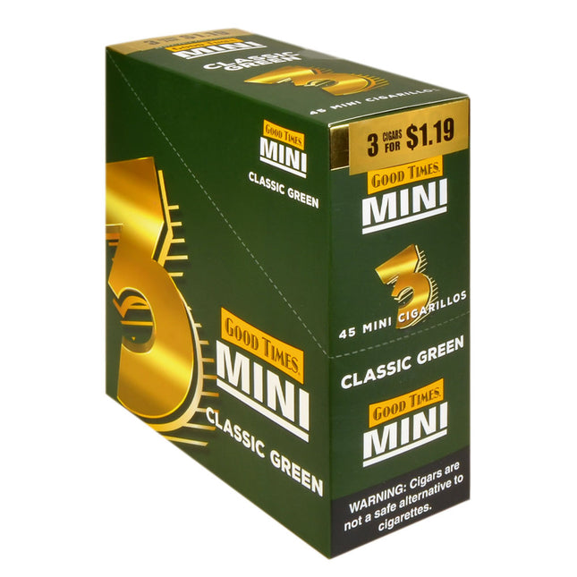 Good Times Mini Cigarillos 15 Packs of 3 Pre-Priced $1.19 Classic Green