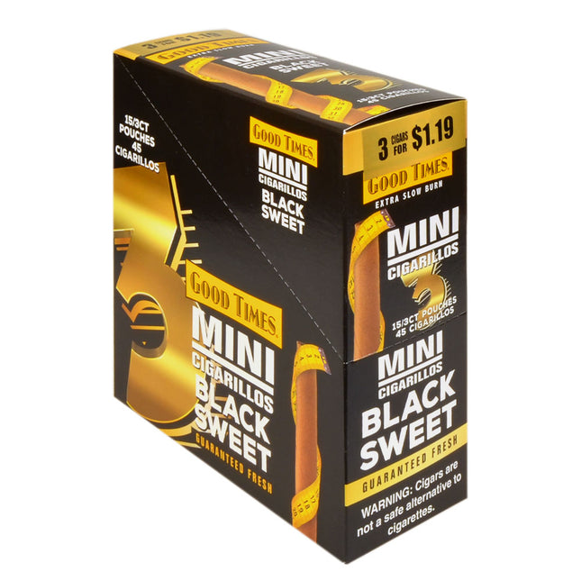 Good Times Mini Cigarillos 15 Packs of 3 Pre-Priced $1.19 Black Sweet