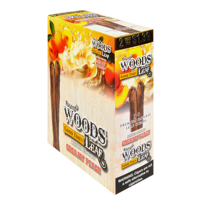 Good Times Sweet Woods Leaf Cigars Creamy Peach 1.39 Pre-Priced 15 Packs of 2