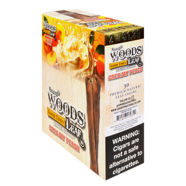Good Times Sweet Woods Leaf Cigars Creamy Peach 1.39 Pre-Priced 15 Packs of 2