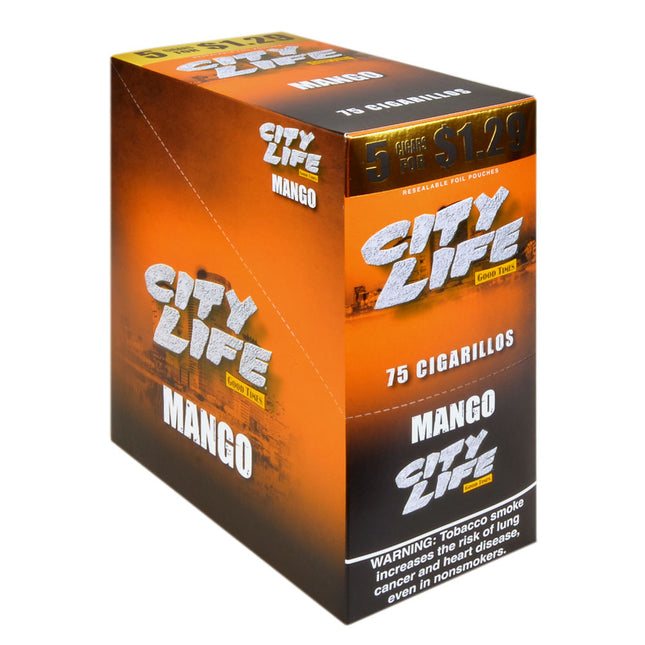 City Life Cigarillos 1.29 Pre-Priced 15 Packs of 5 Mango