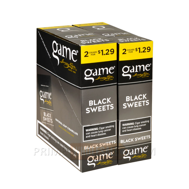 Game Cigarillos Foil Black Sweets 2 for 1.29 Pre-Priced 30 Packs of 2