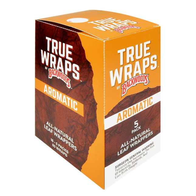 Backwoods True Wraps All-Natural Leaf Wrappers 16 Packs of 5 Original