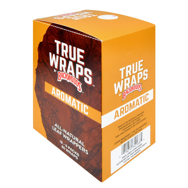 Backwoods True Wraps All-Natural Leaf Wrappers 16 Packs of 5 Original