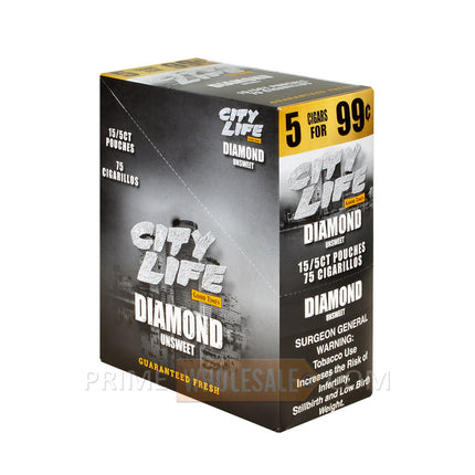 City Life Cigarillos 99 Cents Pre Priced 15 Packs of 5 Cigars Diamond