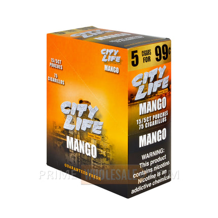 City Life Cigarillos 99 Cents Pre Priced 15 Packs of 5 Cigars Mango