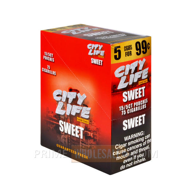 City Life Cigarillos 99 Cents Pre Priced 15 Packs of 5 Cigars Sweet