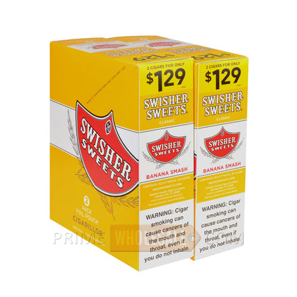 Swisher Sweets Banana Smash Cigarillos 2 for 1.29 Pre-Priced 30 Packs of 2