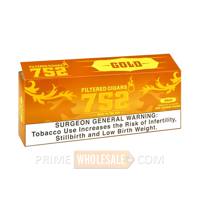 752 Gold Filtered Cigars 10 Packs of 20