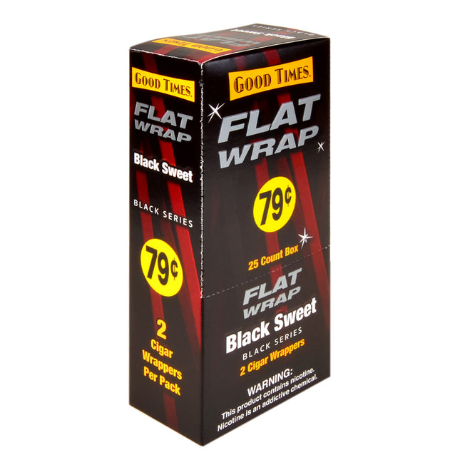 Good Times Flat Wraps 79c Pre-Priced 25 Packs of 2 Black Sweet