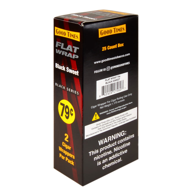 Good Times Flat Wraps 79c Pre-Priced 25 Packs of 2 Black Sweet