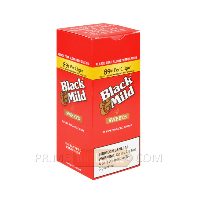 Middleton's Black & Mild Wood Tip Sweets 89c Pre-Priced Cigars Box of 25