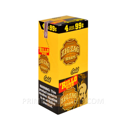 Zig Zag Rillo Size Cigar Wraps Gold 15 Packs of 4 Pre-Priced