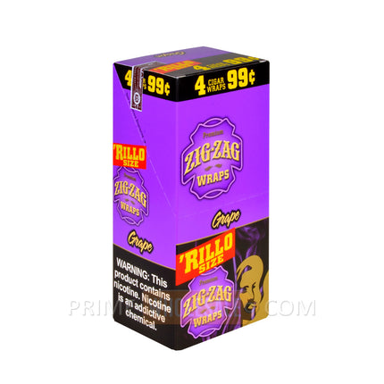 Zig Zag Rillo Size Cigar Wraps Grape 15 Packs of 4 Pre-Priced